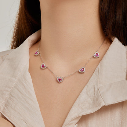 [Lumi Jewellery]Sparkling Five Heart Necklace