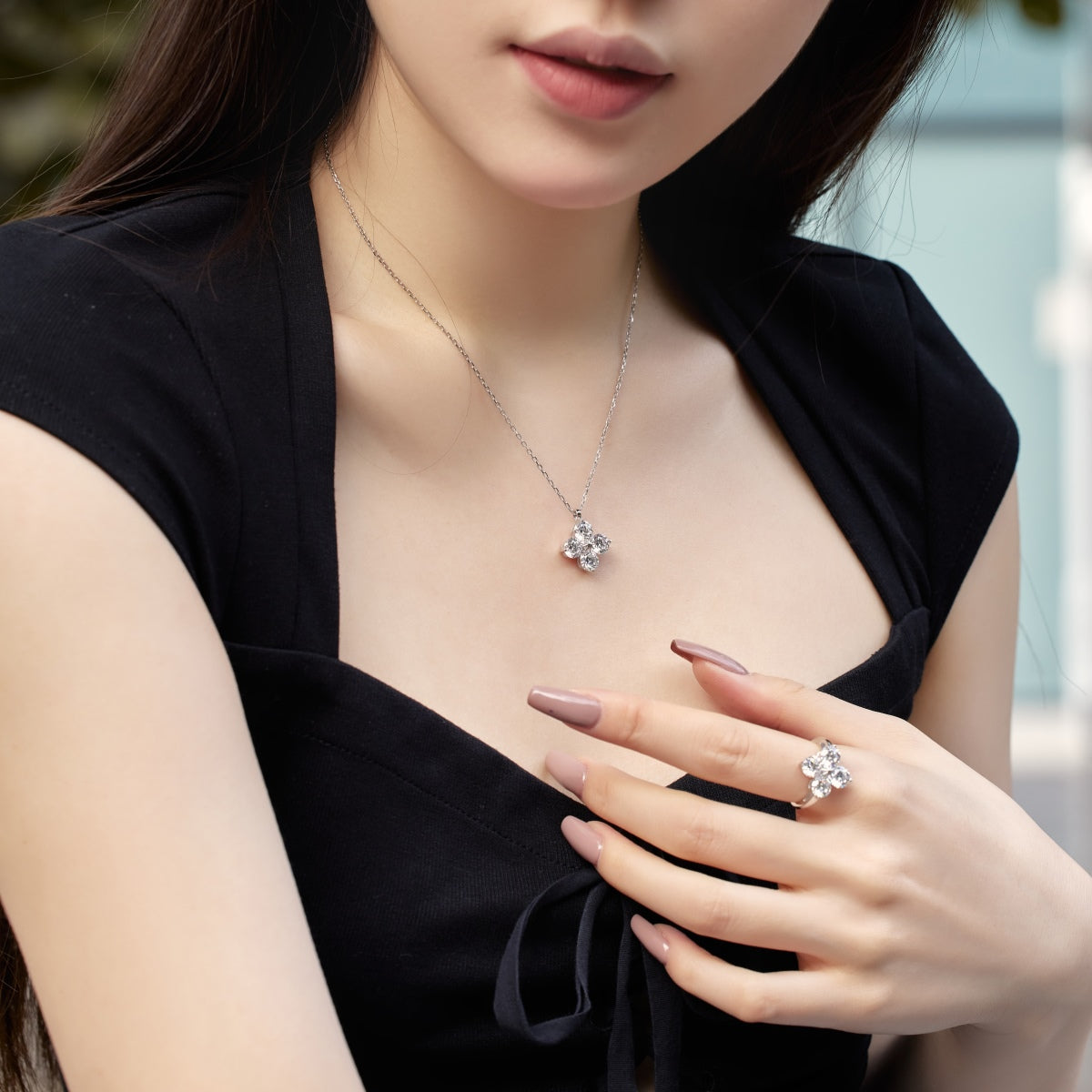 [Lumi Jewellery]Four-Leaf Clover And Eight-Pointed Star Necklace