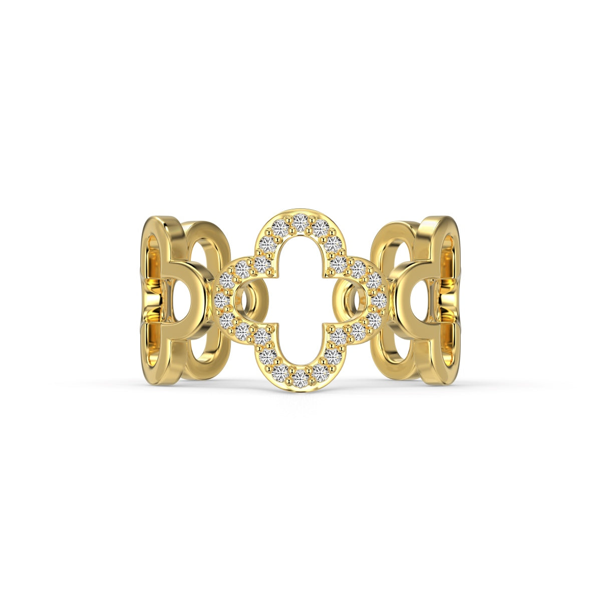 [Lumi Jewellery]Hollow Design Four-Leaf Clover Flower Shape Ring