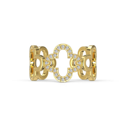 [Lumi Jewellery]Hollow Design Four-Leaf Clover Flower Shape Ring