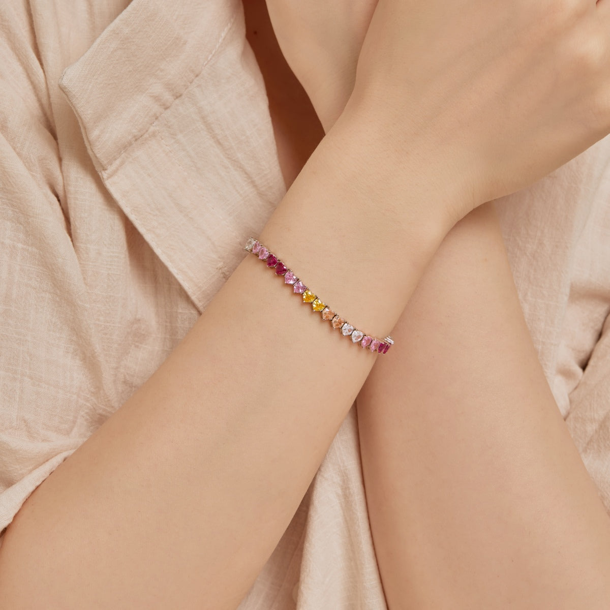 [Lumi Jewellery]Luxurious Colorful Romantic Heart Shape Lover Bracelet