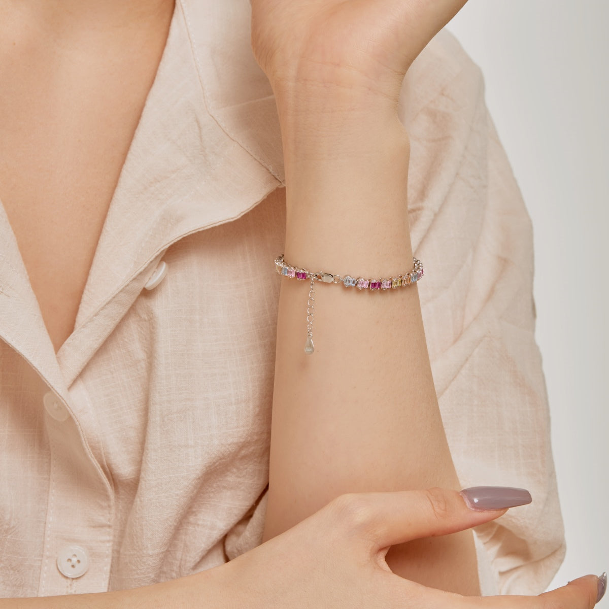 [Lumi Jewellery]Delicate Colorful Emerald Cut Party Bracelet