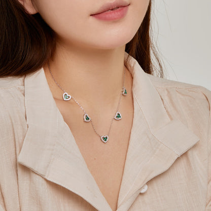 [Lumi Jewellery]Sparkling Five Heart Necklace