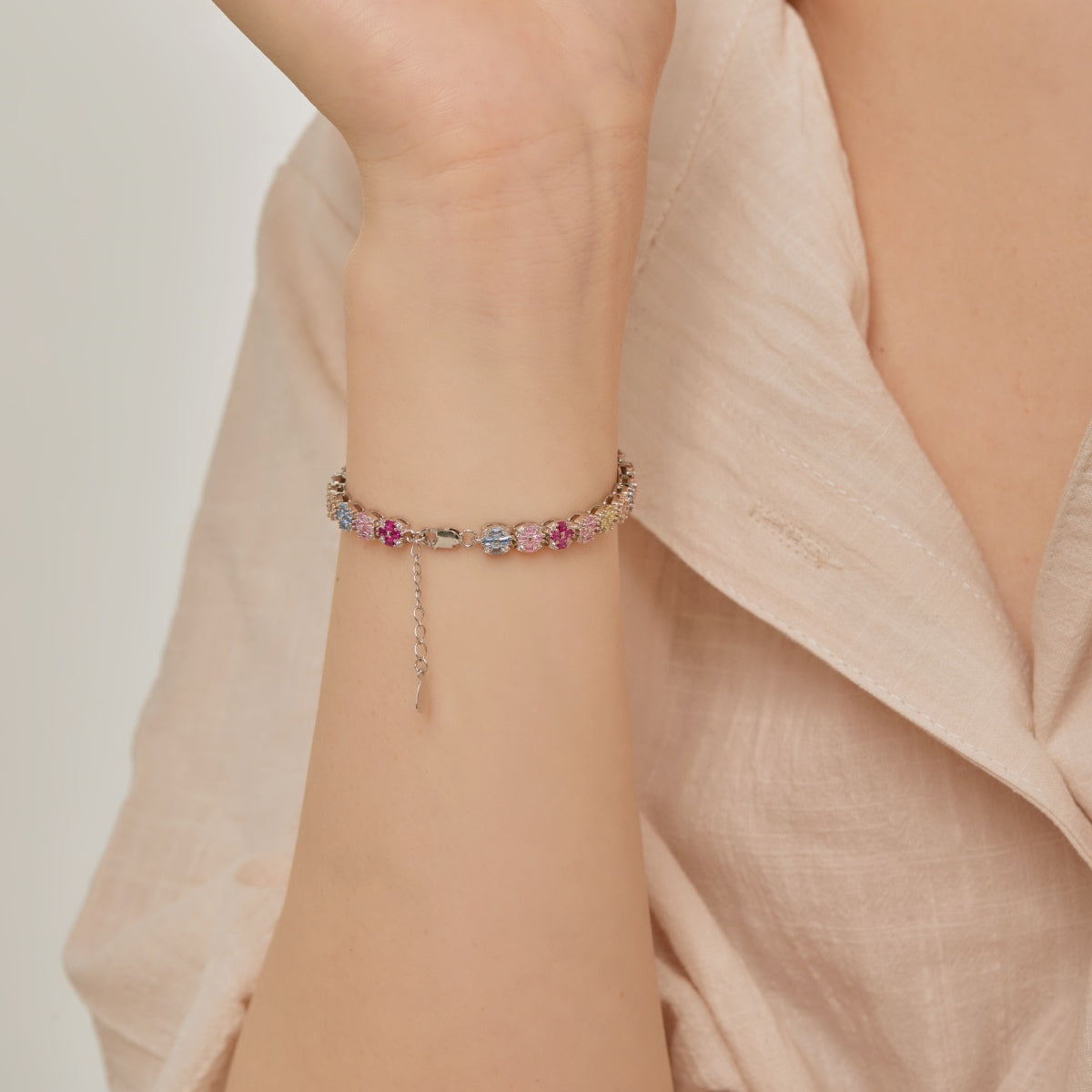[Lumi Jewellery]Delicate Colorful Emerald Cut Daily Bracelet
