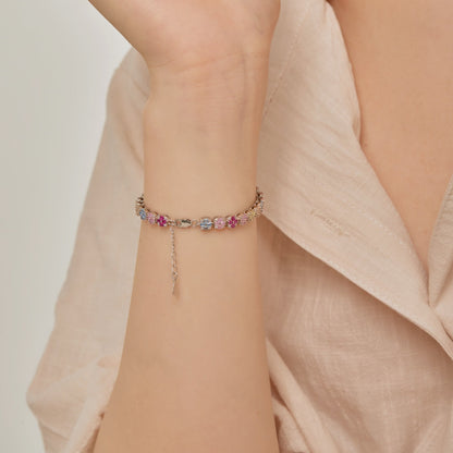 [Lumi Jewellery]Delicate Colorful Emerald Cut Daily Bracelet