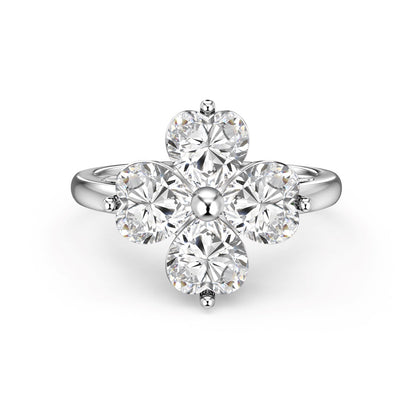 [Lumi Jewellery]Heart-shaped Four-Leaf Clover Ball Ring