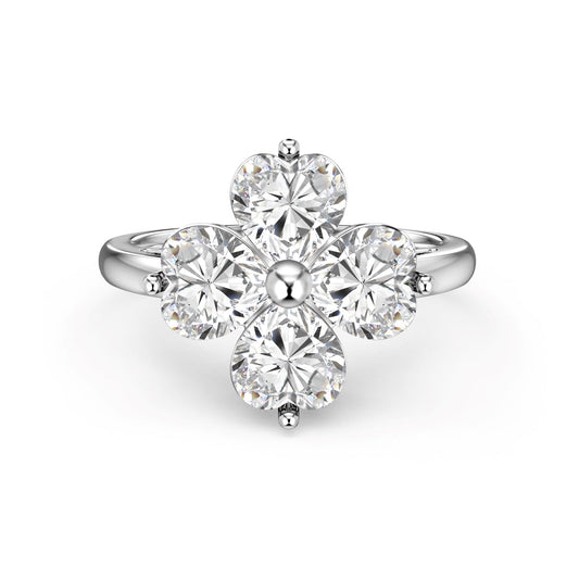 [Lumi Jewellery]Heart-shaped Four-Leaf Clover Ball Ring