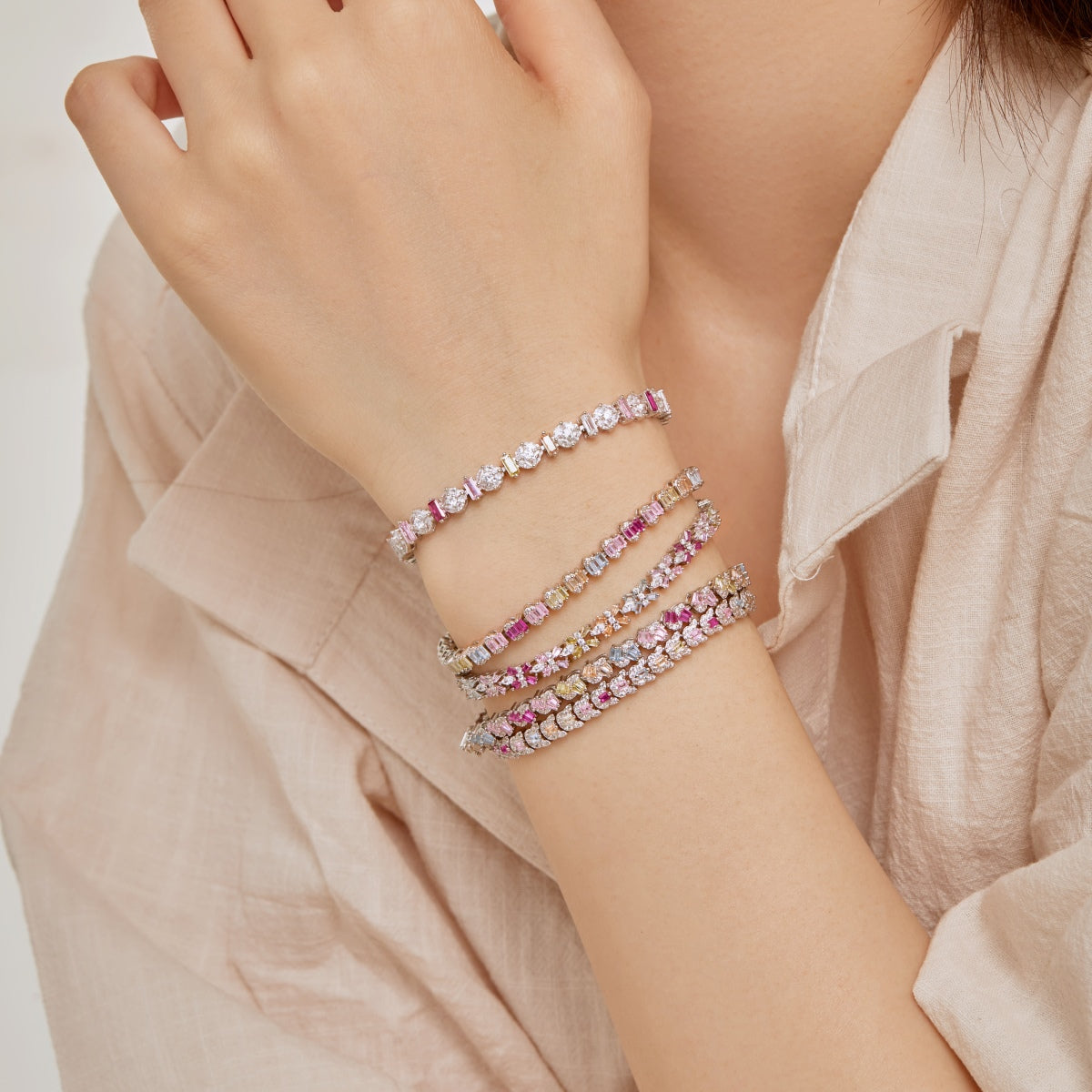[Lumi Jewellery]Delicate Colorful Multi Cut Daily Bracelet