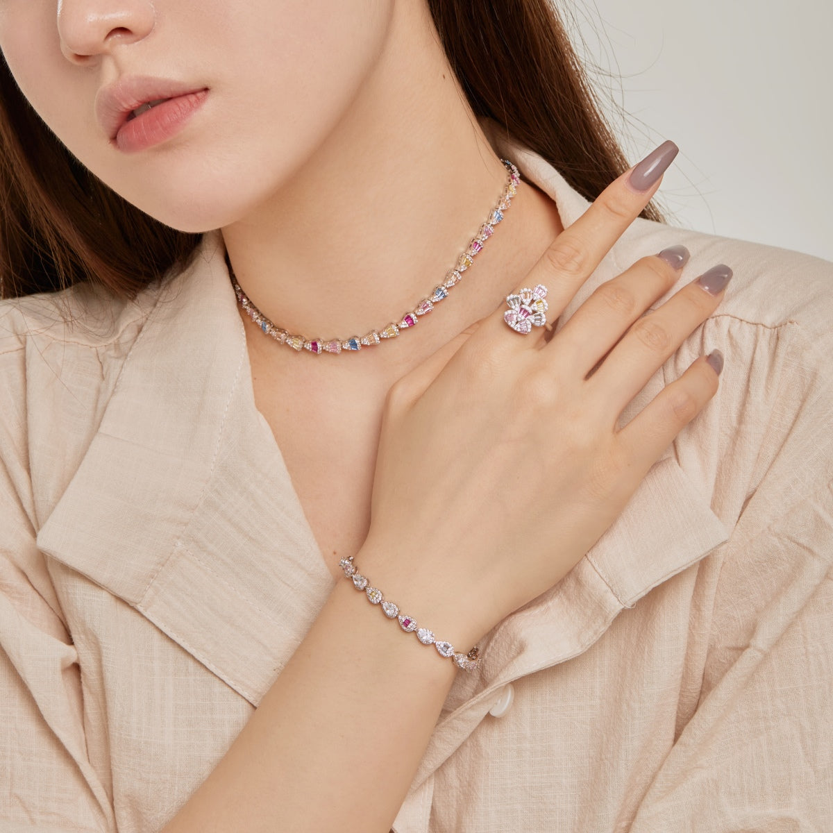[Lumi Jewellery]0.25 Carat Radiant Water Drop Shape Daily Bracelet