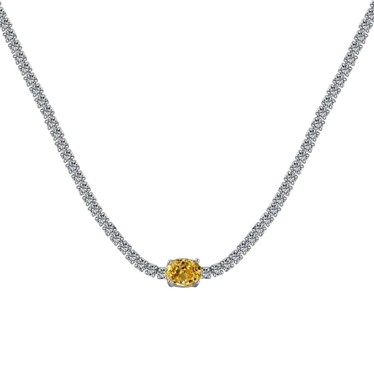 [Lumi Jewellery]1.0 Carat Shining Oval Cut Necklace