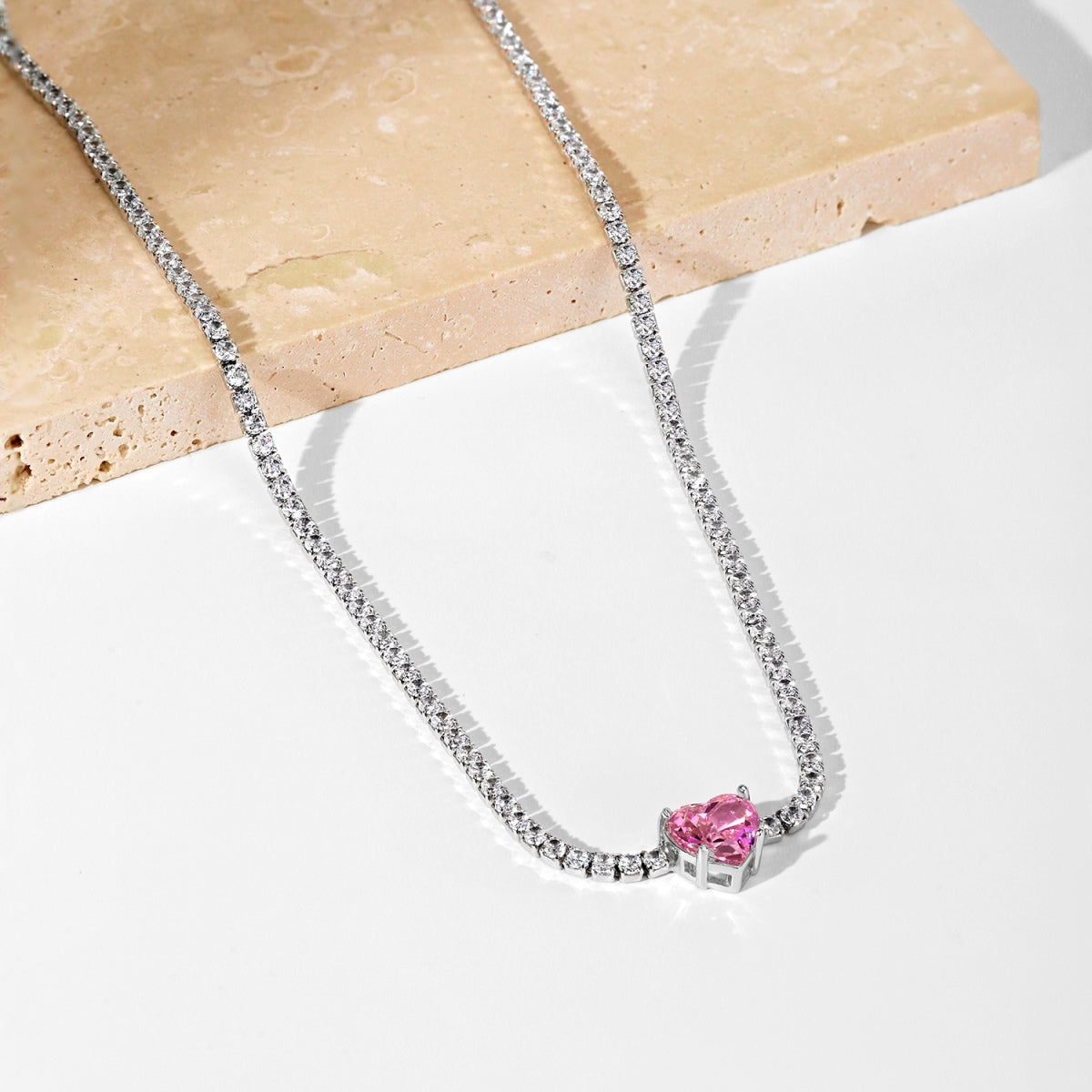 [Lumi Jewellery]2.0 Carat Sparkling Tennis Heart Cut Necklace