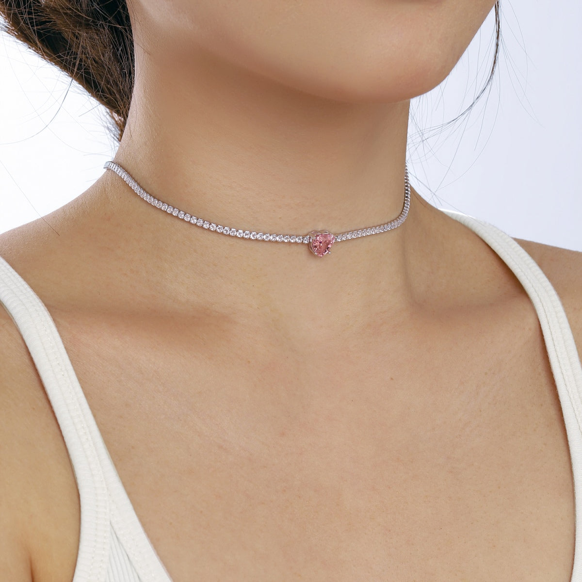 [Lumi Jewellery]2.0 Carat Sparkling Tennis Heart Cut Necklace