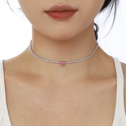 [Lumi Jewellery]2.0 Carat Sparkling Tennis Heart Cut Necklace