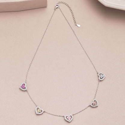 [Lumi Jewellery]Sparkling Five Heart Necklace