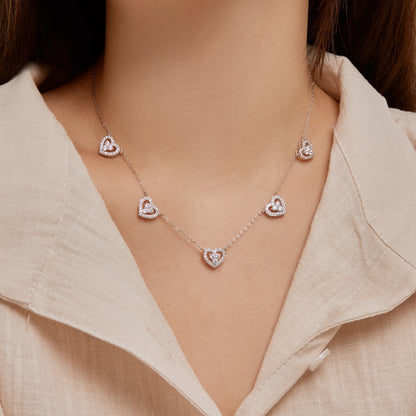 [Lumi Jewellery]Sparkling Five Heart Necklace