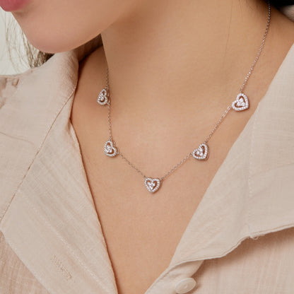[Lumi Jewellery]Sparkling Five Heart Necklace