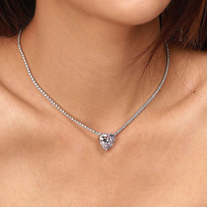 [Lumi Jewellery]8.0 Carat Versatile Colorful Sweet Heart-Shaped Tennis Necklace