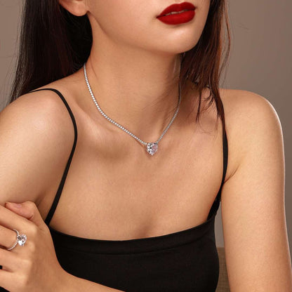 [Lumi Jewellery]8.0 Carat Versatile Colorful Sweet Heart-Shaped Tennis Necklace