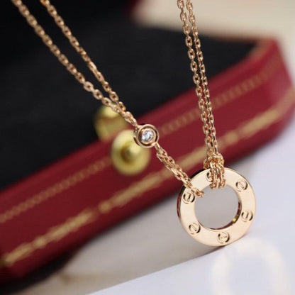 [Lumi Jewellery]LOVE NECKLACE ADJUSTABLE ROSE GOLD 2 DIAMOND