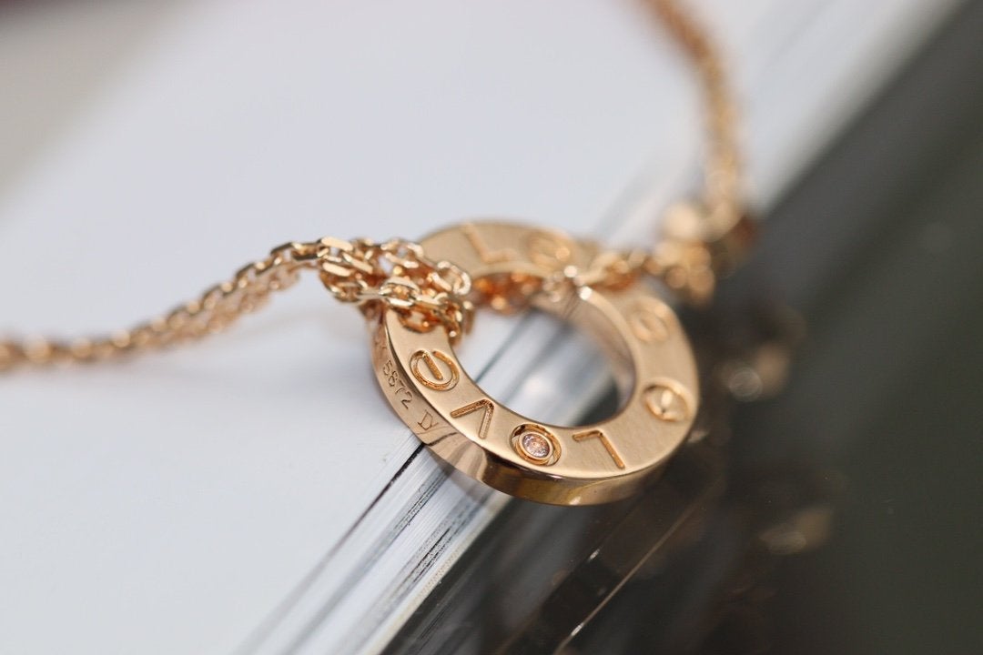 [Lumi Jewellery]LOVE NECKLACE ADJUSTABLE ROSE GOLD 2 DIAMOND