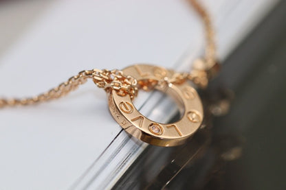 [Lumi Jewellery]LOVE NECKLACE ADJUSTABLE ROSE GOLD 2 DIAMOND