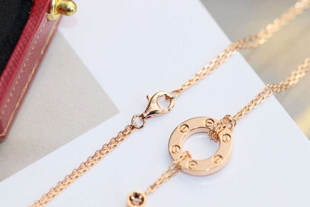 [Lumi Jewellery]LOVE NECKLACE ADJUSTABLE ROSE GOLD 2 DIAMOND