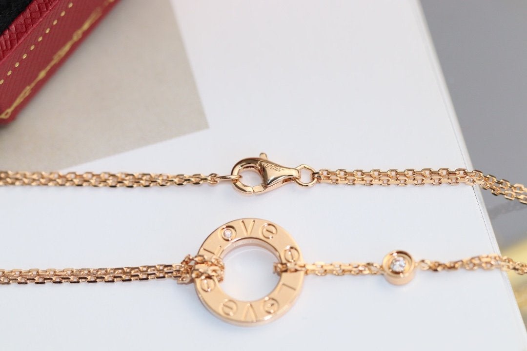 [Lumi Jewellery]LOVE NECKLACE ADJUSTABLE ROSE GOLD 2 DIAMOND
