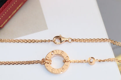 [Lumi Jewellery]LOVE NECKLACE ADJUSTABLE ROSE GOLD 2 DIAMOND