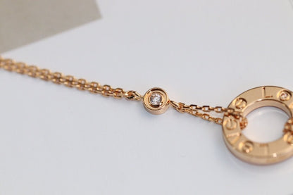 [Lumi Jewellery]LOVE NECKLACE ADJUSTABLE ROSE GOLD 2 DIAMOND