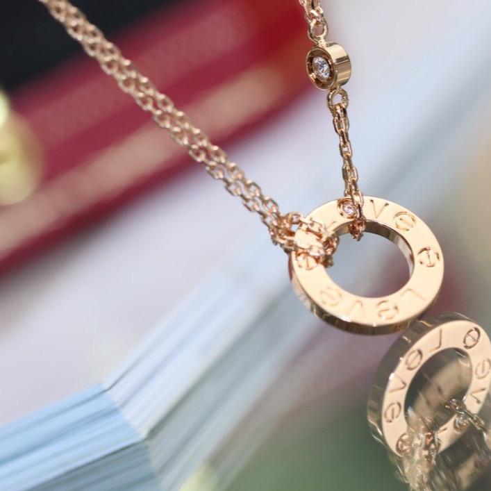 [Lumi Jewellery]LOVE NECKLACE ADJUSTABLE ROSE GOLD 2 DIAMOND