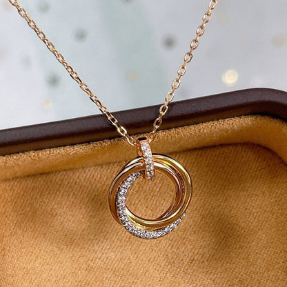 [Lumi Jewellery]TRINITY NECKLACE SILVER GOLD PINK GOLD DIAMONDS