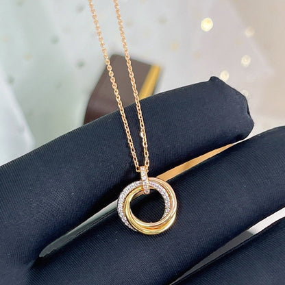 [Lumi Jewellery]TRINITY NECKLACE SILVER GOLD PINK GOLD DIAMONDS