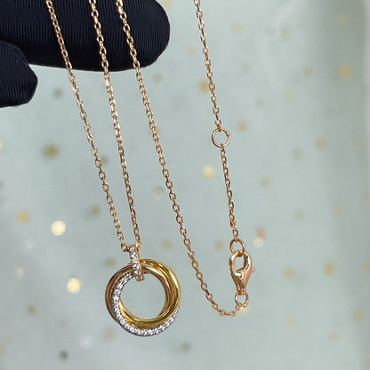 [Lumi Jewellery]TRINITY NECKLACE SILVER GOLD PINK GOLD DIAMONDS