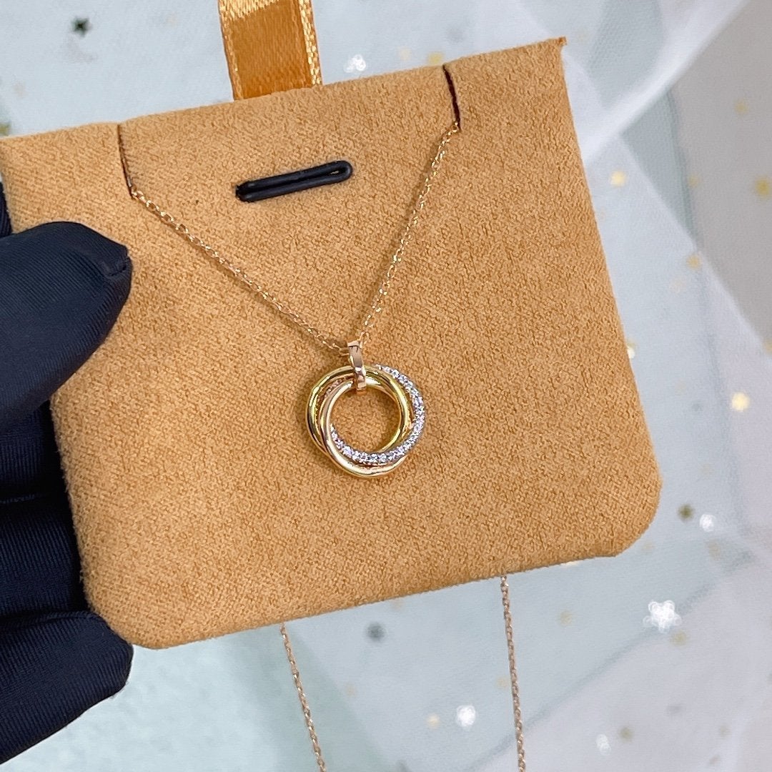 [Lumi Jewellery]TRINITY NECKLACE SILVER GOLD PINK GOLD DIAMONDS