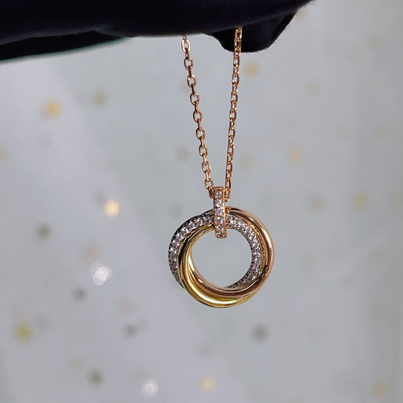 [Lumi Jewellery]TRINITY NECKLACE SILVER GOLD PINK GOLD DIAMONDS