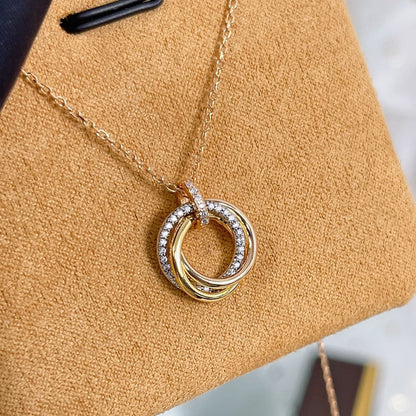 [Lumi Jewellery]TRINITY NECKLACE SILVER GOLD PINK GOLD DIAMONDS