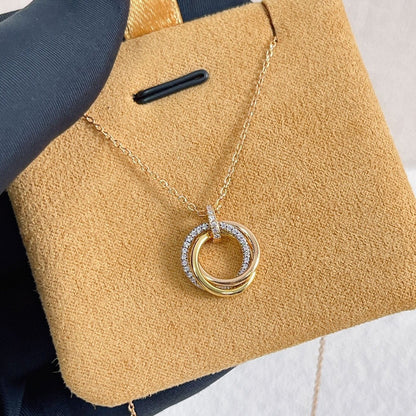 [Lumi Jewellery]TRINITY NECKLACE SILVER GOLD PINK GOLD DIAMONDS