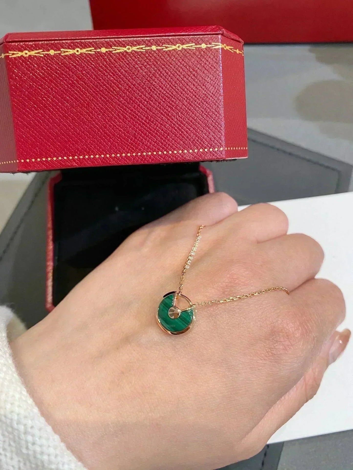 [Lumi Jewellery]AMULETTE ROSE GOLD MALACHITE NECKLACE
