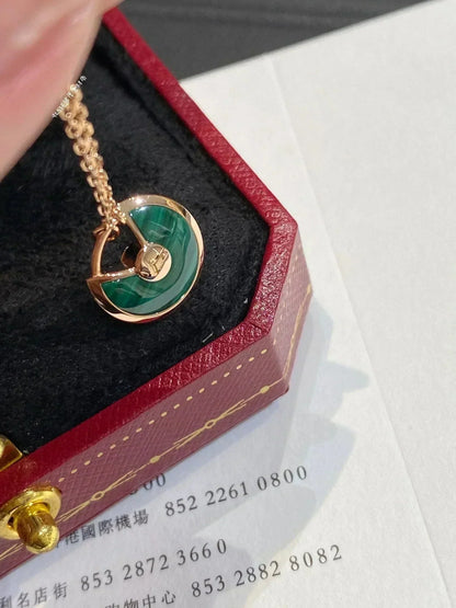 [Lumi Jewellery]AMULETTE ROSE GOLD MALACHITE NECKLACE