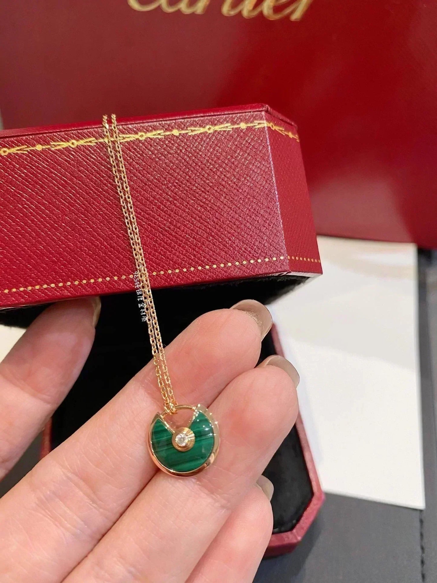 [Lumi Jewellery]AMULETTE ROSE GOLD MALACHITE NECKLACE