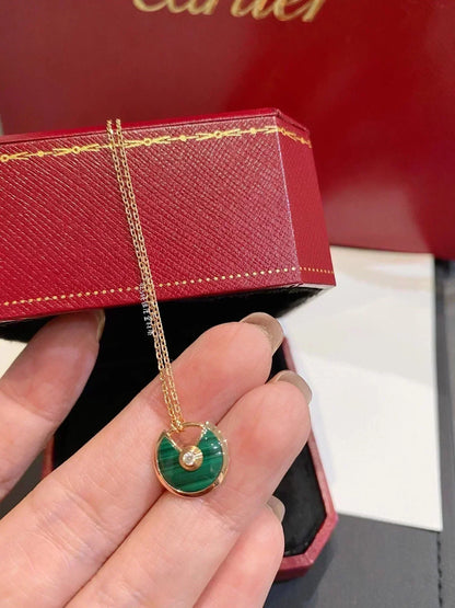 [Lumi Jewellery]AMULETTE ROSE GOLD MALACHITE NECKLACE