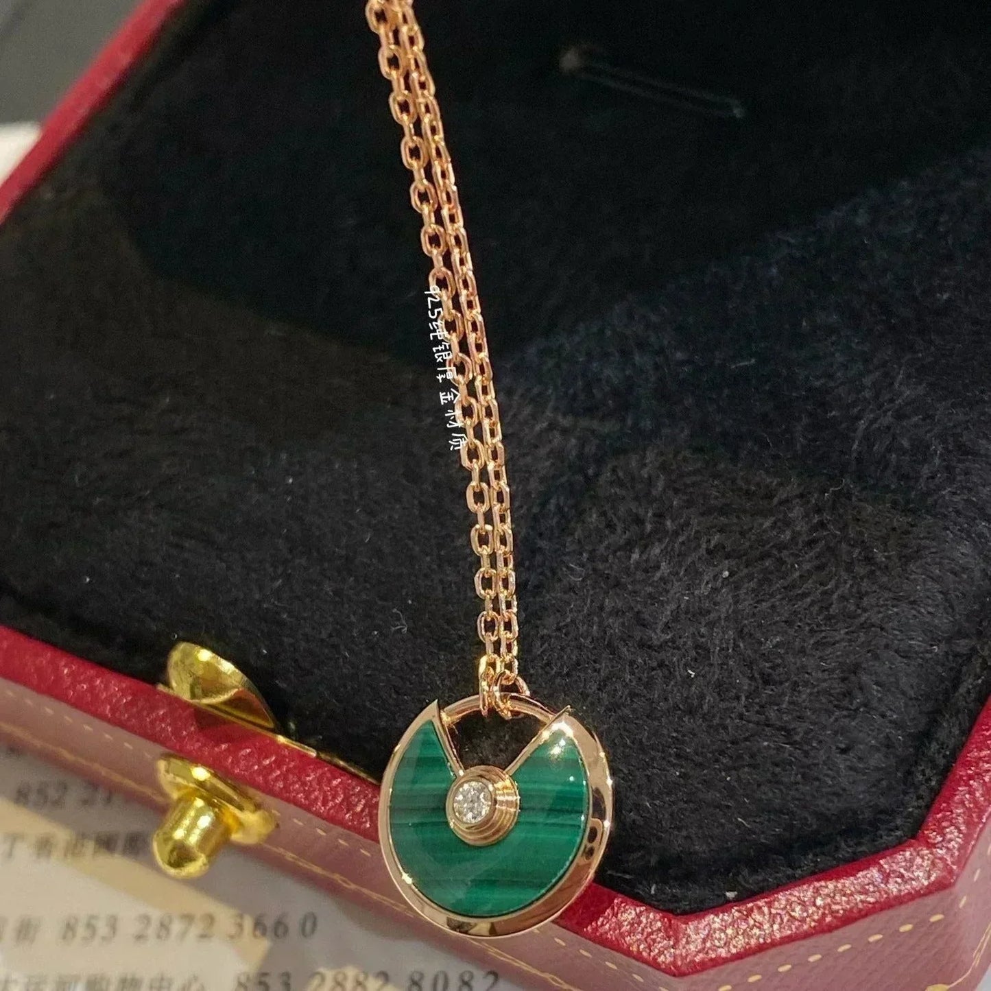 [Lumi Jewellery]AMULETTE ROSE GOLD MALACHITE NECKLACE