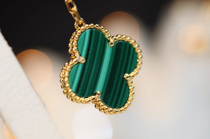 [Lumi Jewellery]CLOVER EARRINGS GOLD MALACHITE DIAMOND 3 MOTIF