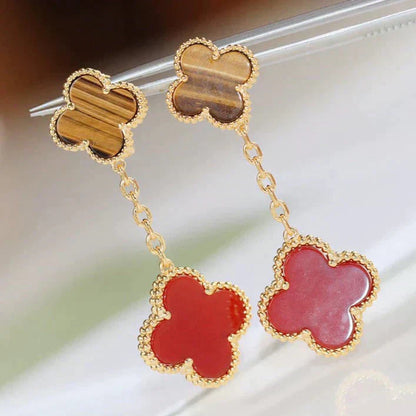 [Lumi Jewellery]CLOVER  2 MOTIF  TIGER EYE CARNELIAN EARRINGS