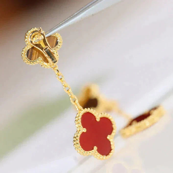 [Lumi Jewellery]CLOVER  2 MOTIF  TIGER EYE CARNELIAN EARRINGS
