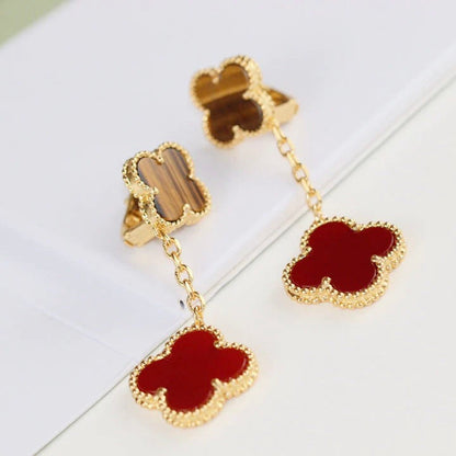 [Lumi Jewellery]CLOVER  2 MOTIF  TIGER EYE CARNELIAN EARRINGS