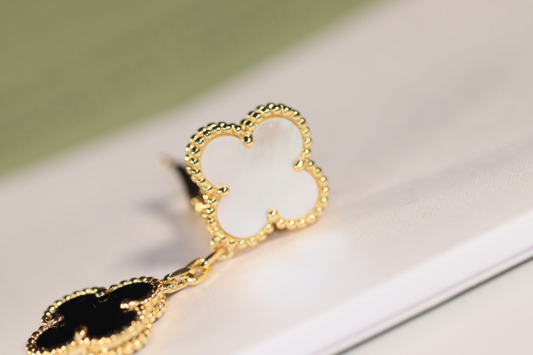 [Lumi Jewellery]CLOVER EARRINGS GOLD ONYX MOP 3 MOTIF