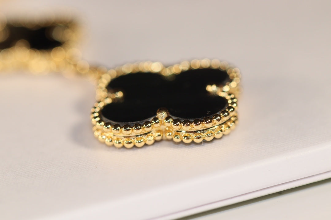 [Lumi Jewellery]CLOVER EARRINGS GOLD ONYX MOP 3 MOTIF