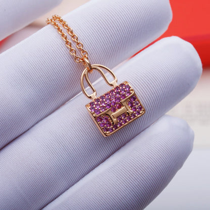[Lumi Jewellery]CONSTANCE PEDANT PURPLE DIAMOND NECKLACE
