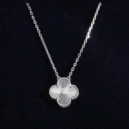 [Lumi Jewellery]CLOVER  15MM DIAMOND LASER NECKLACE SILVER